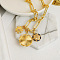 Triple Sun Brass Pave Clear Cubic Zirconia Blue Enamel Pendant Necklaces for Women, Golden, 15.75 inch(40cm)