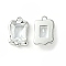 Brass Micro Pave Clear Cubic Zirconia Charms, Cadmium Free & Nickel Free & Lead Free, Irregular Rectangle Charm, Real Platinum Plated, 13.5x9x4mm, Hole: 1.2mm