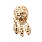 Brass Beads, Cadmium Free & Nickel Free & Lead Free, Woven Net/Web with Feather, Real 18K Gold Plated, 21x10x9mm, Hole: 3.5mm