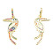 Brass Micro Pave Colorful Cubic Zirconia Pendants, Nickel Free, Bird, Real 18K Gold Plated, 26.5x13x2.5mm, Hole: 3x5mm