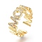 Brass Micro Pave Clear Cubic Zirconia Cuff Rings, Open Rings, Mother's Day Gifts, Long-Lasting Plated, Word Mom, Golden, US Size 6 1/4, Inner Diameter: 16.8mm