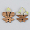 Transparent Resin & Walnut Wood Pendants, with Glitter Sequins/Paillette, Fleur De Lis with Snowflake, Green Yellow, 28x23x3mm, Hole: 2mm