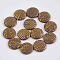Handmade Straw Woven Cabochons, with Aluminum Bottom, Flat Round, Platinum, Coffee, 25~25.5x6mm