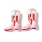 Handmade Lampwork Enamel Beads, Boot with Chili, Lavender Blush, 24x17x8~8.5mm, Hole: 1.4mm