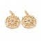 Brass Micro Pave Clear Cubic Zirconia Pendants, Long-Lasting Plated, Flat Round with Compass, Real 18K Gold Plated, 21x2.5mm, Hole: 1.5x4mm