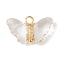 Plating Transparent Acrylic Pendants, with 304 Stainless Steel Eye Pins, Butterfly, Clear, 10x16x5mm, Hole: 2mm