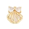 Brass Micro Pave Cubic Zirconia Pendants, Bowknot, Clear, Golden, 13x11x3.5mm, Hole: 1.4mm