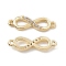 Brass Micro Pave Clear Cubic Zirconia Connector Charms, Cadmium Free & Nickel Free & Lead Free, Infinity Links, Real 18K Gold Plated, 17x5x2mm, Hole: 0.8mm