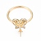 Heart Cup Peg Ring Settings, Brass Micro Clear Cubic Zirconia Open Cuff Ring Settings for Half Drilled Beads, Nickel Free, Real 18K Gold Plated, US Size 8(18.1mm), Pin: 0.8mm(for half drilled beads)