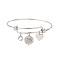 Stainless Steel Micro Pave Cubic Zirconia Charm Bangles , Adjustable Expandable Bangles for Women, Tree of Life & Heart, Stainless Steel Color, Inner Diameter: 2-1/2~2-5/8 inch(6.4~6.6cm)