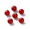 Shell Pearl Beads, Round, Half Drilled, FireBrick, 6mm, Hole: 0.8mm