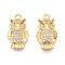 Brass Micro Pave Clear Cubic Zirconia Charms, Owl, Real 18K Gold Plated, 14.5x8.5x2.5mm, Hole: 1mm