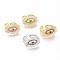 Brass Micro Pave Cubic Zirconia Evil Eye Cuff Rings, Open Rings, Long-Lasting Plated, Mixed Color, US Size 6(16.5mm)