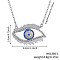 Brass Crystal Rhinestone Hollow Blue Lucky Evil Eye Pendant Necklaces for Everyday Wear, Platinum, 15.75 inch(40cm)