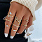 8Pcs Alloy Finger Rings, Butterfly/Moon/Star, Golden, Inner Diameter: 16~19mm