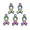 Alloy Pendants Enamel Settings, Cadmium Free & Nickel Free & Lead Free, Awareness Ribbon, Rainbow Color, 21.5x11.5x2mm, Hole: 1.5mm