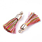 Polyester Tassel Pendant Decorations, with CCB Plastic Findings, Light Gold, Colorful, 25~30x6mm, Hole: 1.5mm