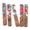 Transparent Resin & Walnut Wood Big Pendants, with Gold Foil, Rectangle Charms, Camellia, 51.5x7.5x3mm, Hole: 1.8mm