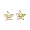 5Pcs 201 Stainless Steel Pendants, Laser Cut, Hllow Flower Charm, Real 18K Gold Plated, 15.5x16.5x1mm, Hole: 1.5mm