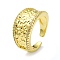 Textured Brass with Cubic Zirconia Open Cuff Ring, Cadmium Free & Nickel Free & Lead Free, Real 18K Gold Plated, US Size 7 1/4(17.5mm)