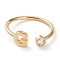 Brass Micro Pave Clear Cubic Zirconia Cuff Rings, Open Rings, Long-Lasting Plated, Real 18K Gold Plated, Letter.G, US Size 6, Inner Diameter: 17mm