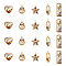 20Pcs 5 Style Brass Enamel Pendants, Imitation Shell, Real 14K Gold Plated, Cadmium Free & Lead Free, Teardrop & Heart & Star, Mixed Shapes, 15~22.5x8~16x2~4.5mm, Hole: 1.5~1.6mm, 4pcs/style