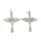 Brass Micro Pave Cubic Zirconia Pendants, Cadmium Free & Nickel Free & Lead Free, with Jump Ring, Religion Cross with Wing Charms, Platinum, 30x24x3.5mm, Hole: 3.3mm