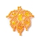 Glass Seed Beaded Leaf Pendants, with Electroplate Glass Beads, Orange, 29.5x29.5x4.5mm, Hole: 1.2mm