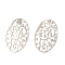 Brass Ear Studs, Oval, Real Platinum Plated, 15x10.5mm, Pin: 0.6mm