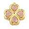 Rack Plating Brass Glass Pendants, Long-Lasting Plated, Clover, Real 18K Gold Plated, 23x21x5.5mm, Hole: 1.6mm