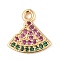 Brass Micro Pave Cubic Zirconia Pendants, Cadmium Free & Nickel Free & Lead Free, Fruit Charms, Real 18K Gold Plated, Watermelon, 11.5x11x1.5mm, Hole: 1.4mm