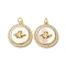 Brass Micro Pave Clear Cubic Zirconia Pendants, Cadmium Free & Lead Free, with Shell, Real 18K Gold Plated, Oval/Flat Round Round, Bees, 21.5x19x3.5mm, Hole: 3mm