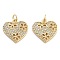 Brass Pave Cubic Zirconia Pendants, Cadmium Free & Lead Free, with Jump Ring, Golden, Heart, 17x16x2.5mm, Hole: 5mm