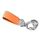 Zinc Alloy Keychain, with Rhinestone and PU Leather, Paw Print, Orange, 11x2.3cm