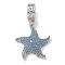 Rack Plating Brass Micro Pave Cubic Zirconia Pendants, Long-Lasting Plated, Lead Free & Cadmium Free, Starfish Charms, Platinum, 42.5mm, Hole: 10mm, Starfish: 27.5x26x5.5mm
