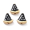 Rack Plating Brass Beads, with Enamel, Long-Lasting Plated, Lead Free & Cadmium Free & Nickel Free, Watermelon, Black, 12x11.5x5mm, Hole: 1.8mm
