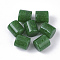 Resin Beads, with Glitter Powder, Column, Green, 14x13.5mm, Hole: 2mm