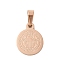 Flat Round with San Benito & Word 304 Stainless Steel Charms, Rose Gold, 15x12x1.2mm, Hole: 4x6.5mm