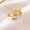 Brass Micro Pave Clear Cubic Zirconia Cuff Rings for Women, Teardrop, Rack Plating, Cadmium Free & Lead Free, Lasting Plated, Real 18K Gold Plated, US Size 6(16.5mm)