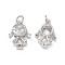 Brass Micro Pave Cubic Zirconia Pendants, Cadmium Free & Nickel Free & Lead Free, with Jump Ring, Girl Charms, Platinum, 15.5x11x4mm, Hole: 3.4mm