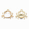 Eco-Friendly Zinc Alloy Pendants, with Enamel, Cadmium Free & Nickel Free & Lead Free, Crab Shape, Light Gold, White, 18x20x3mm, Hole: 1.6mm