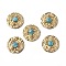PVD Vacuum Plating 201 Stainless Steel Natural Turquoise Pendants, Real 18K Gold Plated, Flat Round Charms, 19x5mm, Hole: 1.8mm