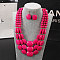 Bohemian Style Acrylic Faceted Rectangle Beaded Multilayer Necklaces & Dangle Earrings Sets, Cerise, 420mm