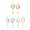 3 Pairs 3 Styles Natural Mixed Stone & Brass Dangle Earrings, with Freshwater Shell Pearl Beads, Golden, 80x29mm, 1 pair/style