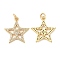 Brass Micro Pave Cubic Zirconia Pendants, Star, Real 18K Gold Plated, 19.5x18x3mm, Hole: 3mm