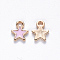 Alloy Enamel Charms, Star, Light Gold, Pink, 9x7x1mm, Hole: 1.2mm