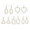 5 Pair 5 Style Brass Geometry Dangle Earrings with Glass Beaded, Triangle & Heart & Kite & Horse Eye & Rectangle, 38~60x20.5~40.5mm, 1 Pair/style