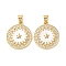 Brass Micro Pave Clear Cubic Zirconia Pendants, Cadmium Free & Lead Free, with Shell, Real 18K Gold Plated, Star, 20x17.5x3mm, Hole: 3.6mm