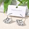 304 Stainless Steel Micro Pave Clear Cubic Zirconia Stud Earrings, Ginkgo Leaf, Stainless Steel Color, 31x27mm