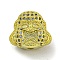 Brass Micro Pave Clear Cubic Zirconia Beads, Cadmium Free & Nickel Free & Lead Free, Buddha Head, Real 18K Gold Plated, 13.5x15x9.5mm, Hole: 2mm